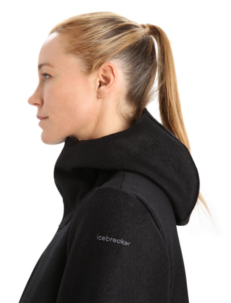 Black Icebreaker Felted Merino Hooded Women's Jackets | AU 1652WNBY